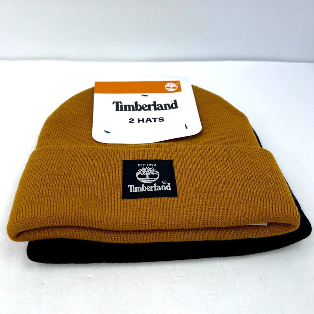 TIMBERLAND, 2 PACK WARM & COMFORTABLE BEANIE SET,ONE SIZE, CAMEL & BLACK, UNISEX - Picture 3 of 14